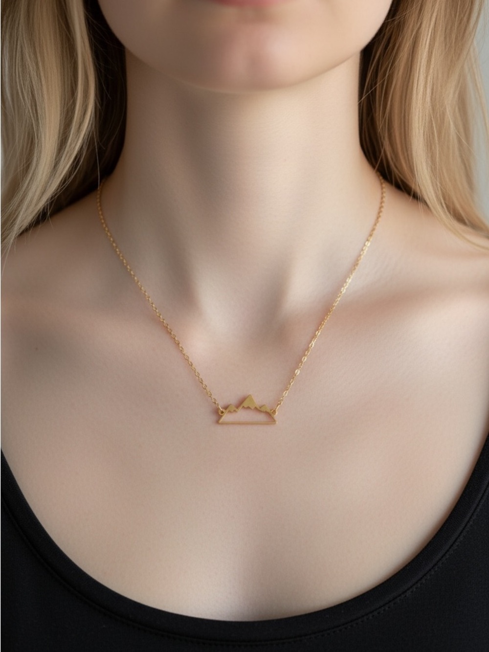 10/8 Gold Mountain Outline Pendant Necklace